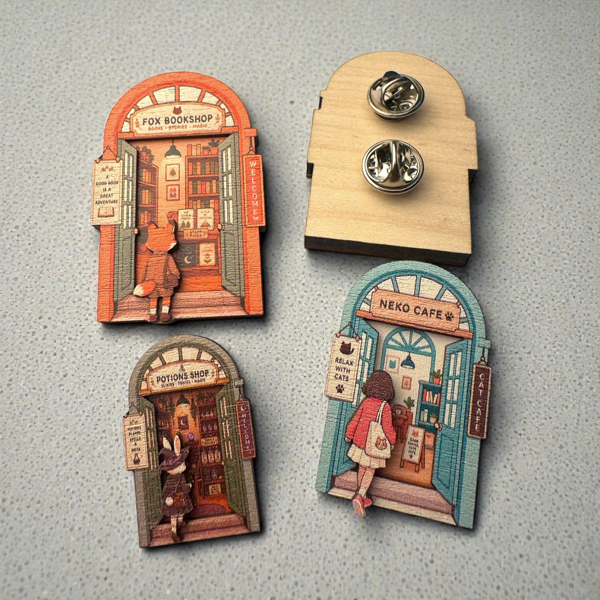 Multi-Layered Wooden Pin Badges